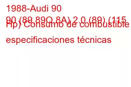 1988-Audi 90
90 (89,89Q,8A) 2.0 (89) (115 Hp) Consumo de combustible y especificaciones técnicas