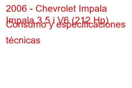 2006 - Chevrolet Impala
Impala 3.5 i V6 (212 Hp) Consumo y especificaciones técnicas