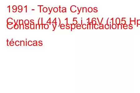 1991 - Toyota Cynos
Cynos (L44) 1.5 i 16V (105 Hp) Consumo y especificaciones técnicas