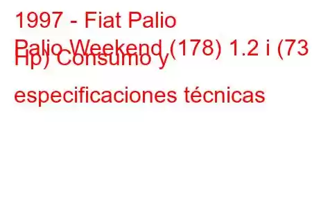 1997 - Fiat Palio
Palio Weekend (178) 1.2 i (73 Hp) Consumo y especificaciones técnicas