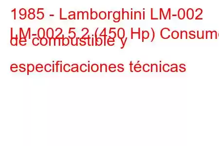 1985 - Lamborghini LM-002
LM-002 5.2 (450 Hp) Consumo de combustible y especificaciones técnicas