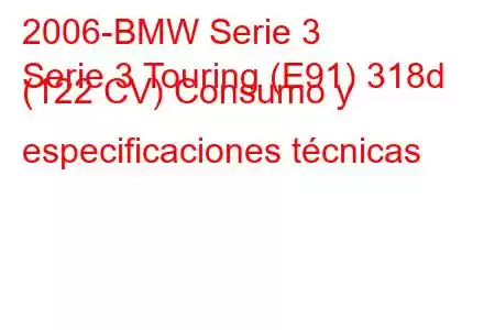 2006-BMW Serie 3
Serie 3 Touring (E91) 318d (122 CV) Consumo y especificaciones técnicas