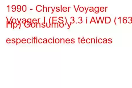 1990 - Chrysler Voyager
Voyager I (ES) 3.3 i AWD (163 Hp) Consumo y especificaciones técnicas