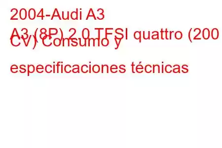 2004-Audi A3
A3 (8P) 2.0 TFSI quattro (200 CV) Consumo y especificaciones técnicas