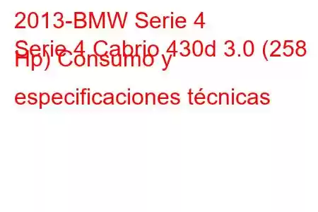 2013-BMW Serie 4
Serie 4 Cabrio 430d 3.0 (258 Hp) Consumo y especificaciones técnicas