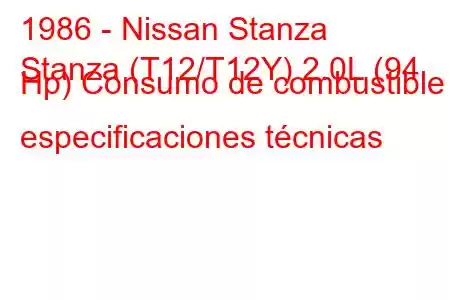 1986 - Nissan Stanza
Stanza (T12/T12Y) 2.0L (94 Hp) Consumo de combustible y especificaciones técnicas