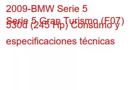 2009-BMW Serie 5
Serie 5 Gran Turismo (F07) 530d (245 Hp) Consumo y especificaciones técnicas