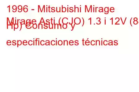 1996 - Mitsubishi Mirage
Mirage Asti (CJO) 1.3 i 12V (88 Hp) Consumo y especificaciones técnicas