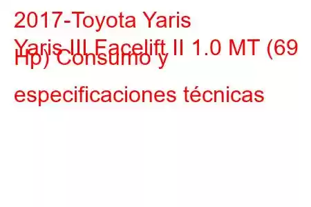 2017-Toyota Yaris
Yaris III Facelift II 1.0 MT (69 Hp) Consumo y especificaciones técnicas