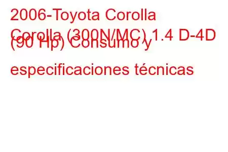 2006-Toyota Corolla
Corolla (300N/MC) 1.4 D-4D (90 Hp) Consumo y especificaciones técnicas