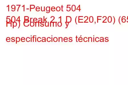 1971-Peugeot 504
504 Break 2.1 D (E20,F20) (65 Hp) Consumo y especificaciones técnicas