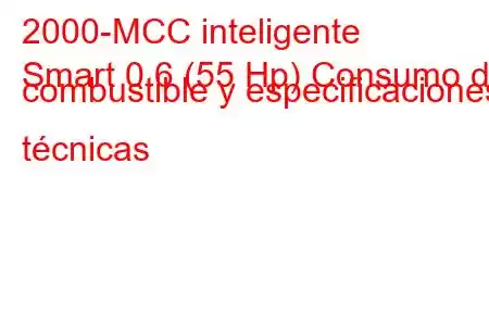 2000-MCC inteligente
Smart 0.6 (55 Hp) Consumo de combustible y especificaciones técnicas