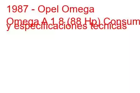 1987 - Opel Omega
Omega A 1.8 (88 Hp) Consumo y especificaciones técnicas