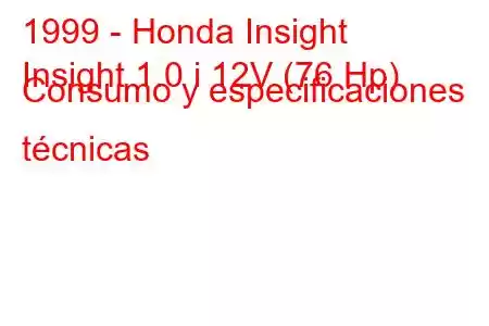 1999 - Honda Insight
Insight 1.0 i 12V (76 Hp) Consumo y especificaciones técnicas