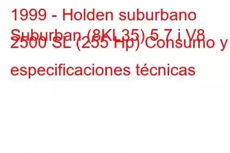 1999 - Holden suburbano
Suburban (8KL35) 5.7 i V8 2500 SL (255 Hp) Consumo y especificaciones técnicas