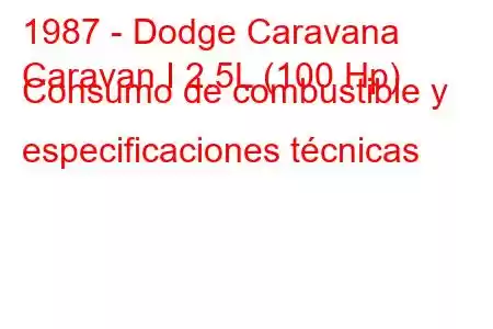 1987 - Dodge Caravana
Caravan I 2.5L (100 Hp) Consumo de combustible y especificaciones técnicas