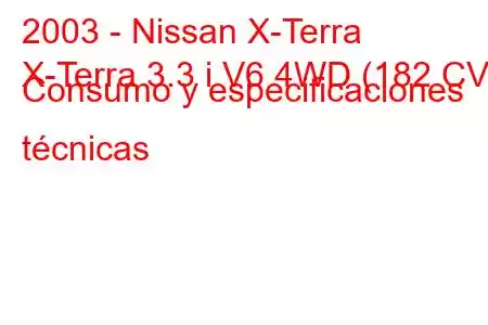 2003 - Nissan X-Terra
X-Terra 3.3 i V6 4WD (182 CV) Consumo y especificaciones técnicas