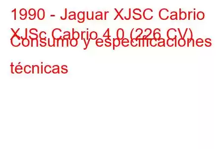 1990 - Jaguar XJSC Cabrio
XJSc Cabrio 4.0 (226 CV) Consumo y especificaciones técnicas