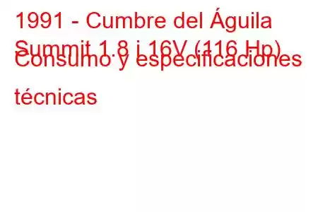 1991 - Cumbre del Águila
Summit 1.8 i 16V (116 Hp) Consumo y especificaciones técnicas