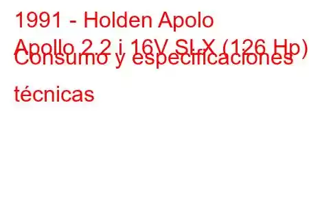 1991 - Holden Apolo
Apollo 2.2 i 16V SLX (126 Hp) Consumo y especificaciones técnicas