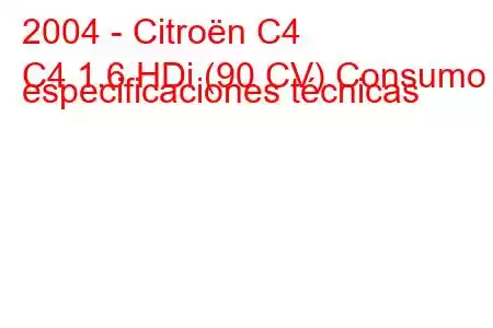 2004 - Citroën C4
C4 1.6 HDi (90 CV) Consumo y especificaciones técnicas