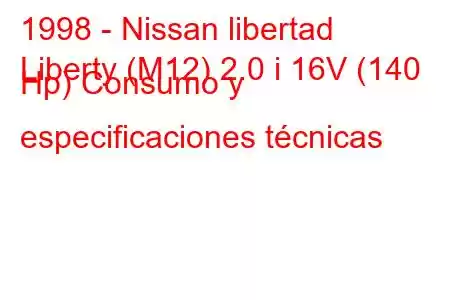 1998 - Nissan libertad
Liberty (M12) 2.0 i 16V (140 Hp) Consumo y especificaciones técnicas