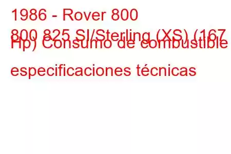 1986 - Rover 800
800 825 SI/Sterling (XS) (167 Hp) Consumo de combustible y especificaciones técnicas