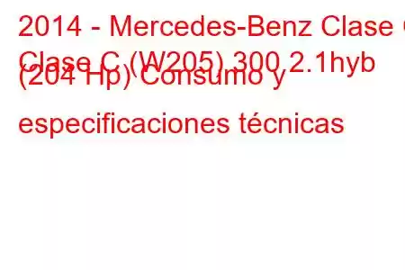 2014 - Mercedes-Benz Clase C
Clase C (W205) 300 2.1hyb (204 Hp) Consumo y especificaciones técnicas