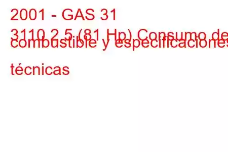 2001 - GAS 31
3110 2.5 (81 Hp) Consumo de combustible y especificaciones técnicas