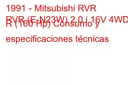 1991 - Mitsubishi RVR
RVR (E-N23W) 2.0 i 16V 4WD R (160 Hp) Consumo y especificaciones técnicas