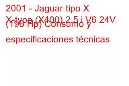 2001 - Jaguar tipo X
X-type (X400) 2.5 i V6 24V (196 Hp) Consumo y especificaciones técnicas