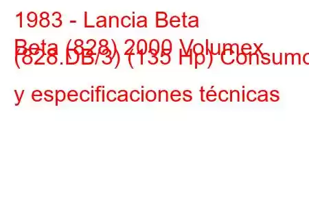 1983 - Lancia Beta
Beta (828) 2000 Volumex (828.DB/3) (135 Hp) Consumo y especificaciones técnicas