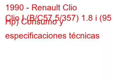 1990 - Renault Clio
Clio I (B/C57,5/357) 1.8 i (95 Hp) Consumo y especificaciones técnicas