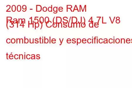 2009 - Dodge RAM
Ram 1500 (DS/DJ) 4.7L V8 (314 Hp) Consumo de combustible y especificaciones técnicas