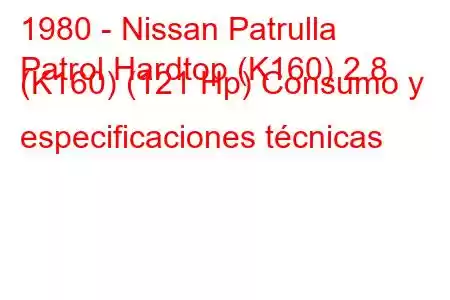 1980 - Nissan Patrulla
Patrol Hardtop (K160) 2.8 (K160) (121 Hp) Consumo y especificaciones técnicas