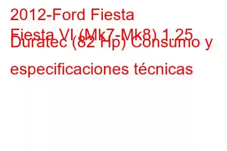 2012-Ford Fiesta
Fiesta VI (Mk7-Mk8) 1.25 Duratec (82 Hp) Consumo y especificaciones técnicas