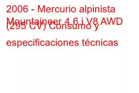 2006 - Mercurio alpinista
Mountaineer 4.6 i V8 AWD (295 CV) Consumo y especificaciones técnicas