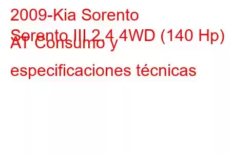 2009-Kia Sorento
Sorento III 2.4 4WD (140 Hp) AT Consumo y especificaciones técnicas