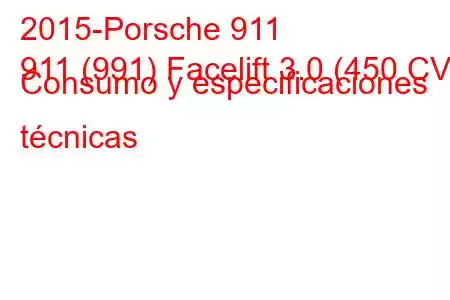 2015-Porsche 911
911 (991) Facelift 3.0 (450 CV) Consumo y especificaciones técnicas