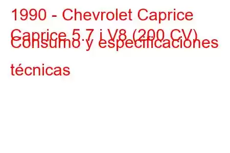 1990 - Chevrolet Caprice
Caprice 5.7 i V8 (200 CV) Consumo y especificaciones técnicas