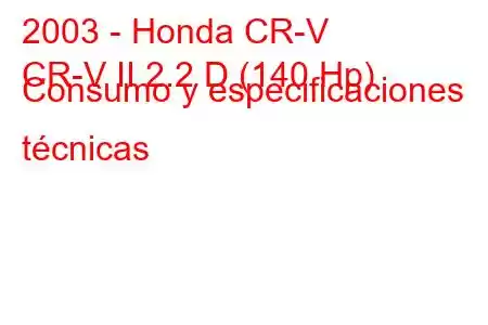 2003 - Honda CR-V
CR-V II 2.2 D (140 Hp) Consumo y especificaciones técnicas