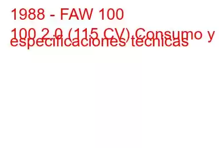 1988 - FAW 100
100 2.0 (115 CV) Consumo y especificaciones técnicas