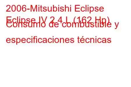 2006-Mitsubishi Eclipse
Eclipse IV 2.4 L (162 Hp) Consumo de combustible y especificaciones técnicas