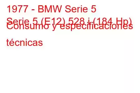 1977 - BMW Serie 5
Serie 5 (E12) 528 i (184 Hp) Consumo y especificaciones técnicas