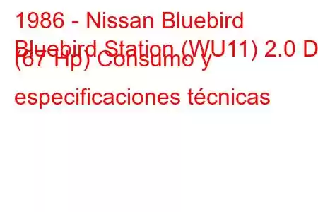 1986 - Nissan Bluebird
Bluebird Station (WU11) 2.0 D (67 Hp) Consumo y especificaciones técnicas