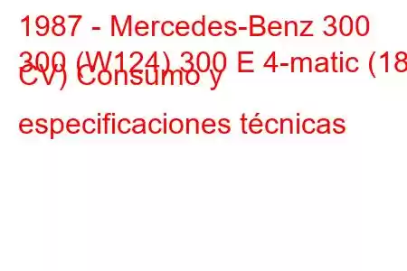 1987 - Mercedes-Benz 300
300 (W124) 300 E 4-matic (188 CV) Consumo y especificaciones técnicas