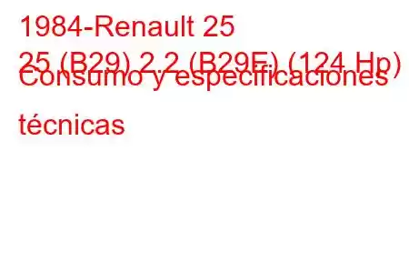 1984-Renault 25
25 (B29) 2.2 (B29E) (124 Hp) Consumo y especificaciones técnicas