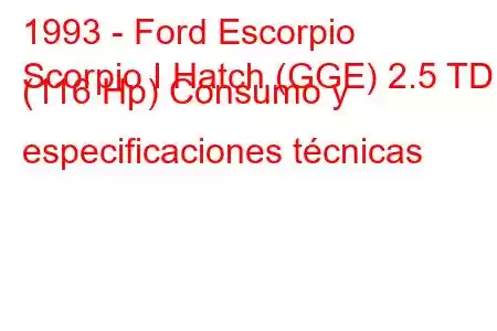 1993 - Ford Escorpio
Scorpio I Hatch (GGE) 2.5 TD (116 Hp) Consumo y especificaciones técnicas