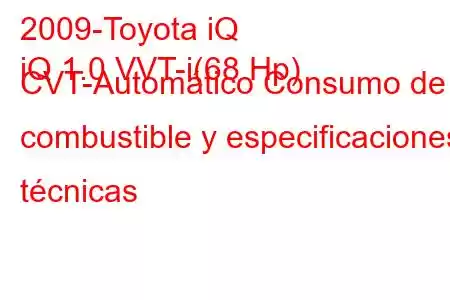 2009-Toyota iQ
iQ 1.0 VVT-i(68 Hp) CVT-Automático Consumo de combustible y especificaciones técnicas