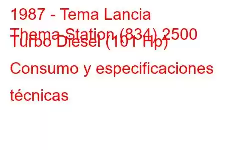 1987 - Tema Lancia
Thema Station (834) 2500 Turbo Diesel (101 Hp) Consumo y especificaciones técnicas